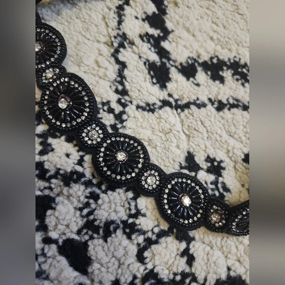 Elegant Black Beaded Women's Belt